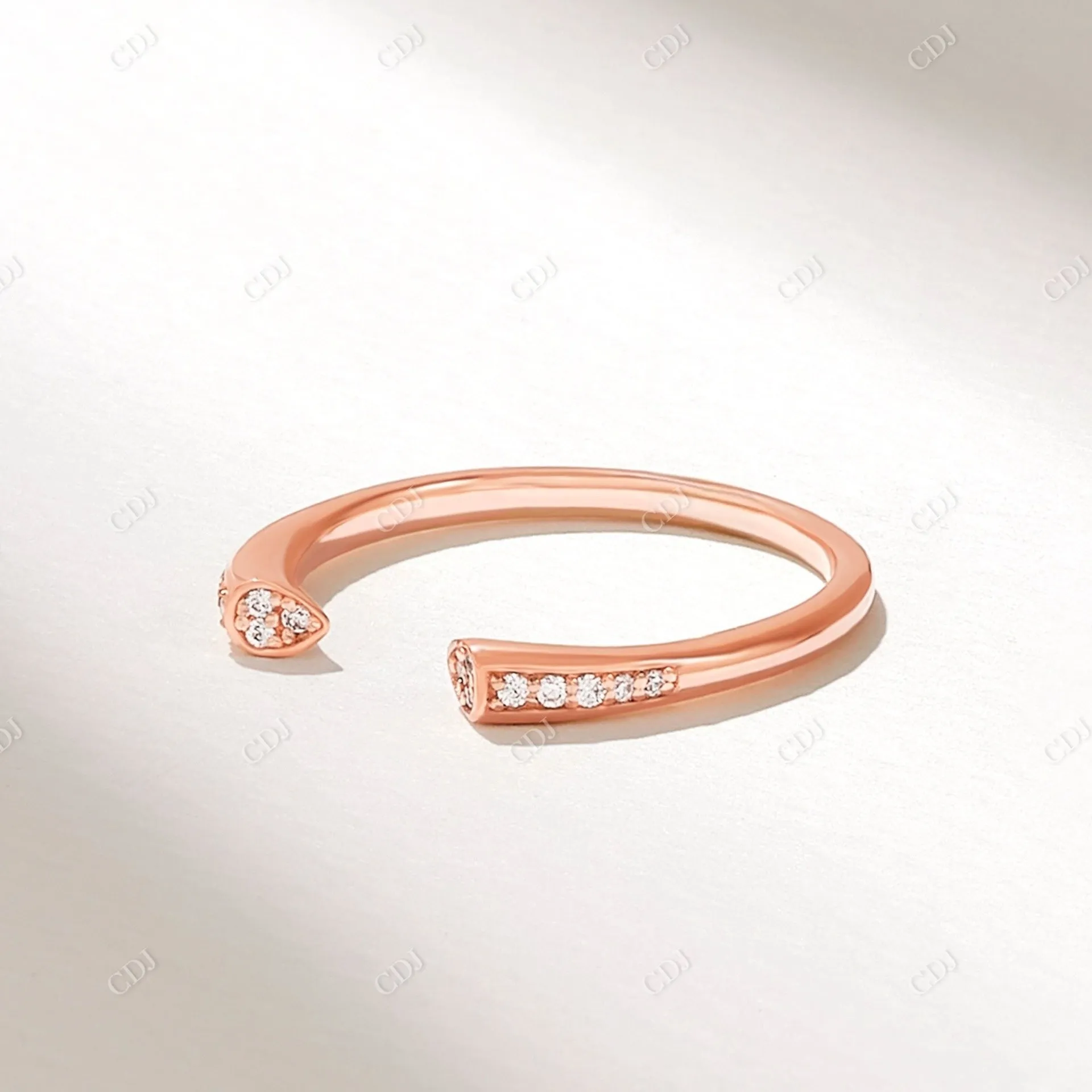 0.07CTW Round Cut CVD Diamond open Cuff Band
