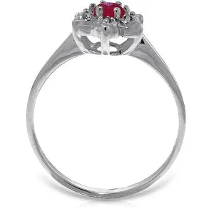 0.23 Carat 14K Solid White Gold Generous Spirit Ruby Diamond Ring