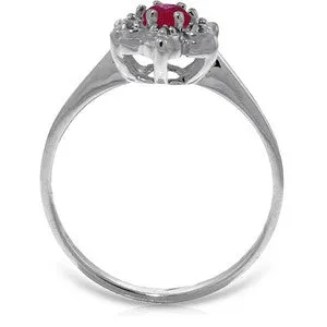 0.23 Carat 14K Solid White Gold Generous Spirit Ruby Diamond Ring