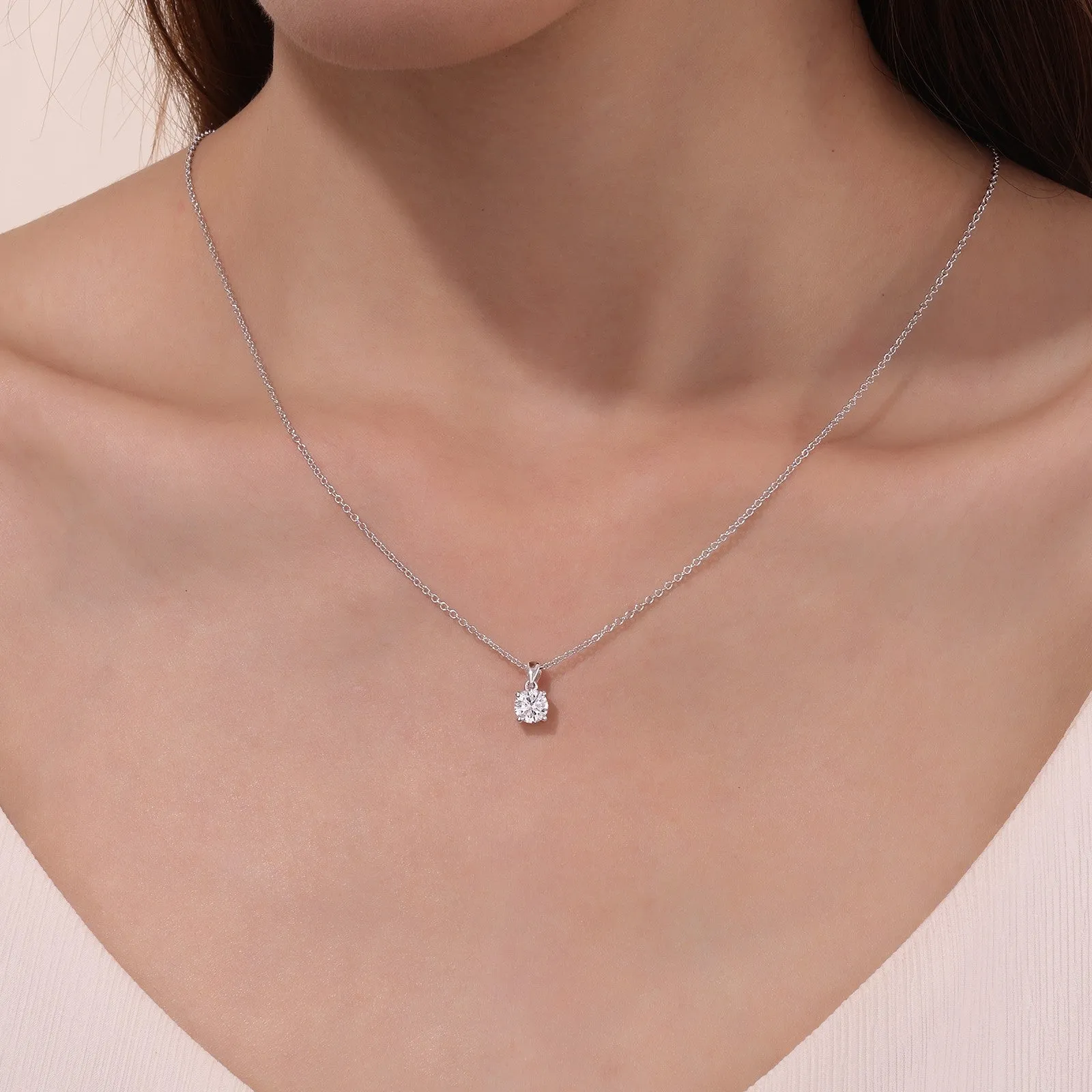 0.85 CTW 4-Prong Solitaire Necklace
