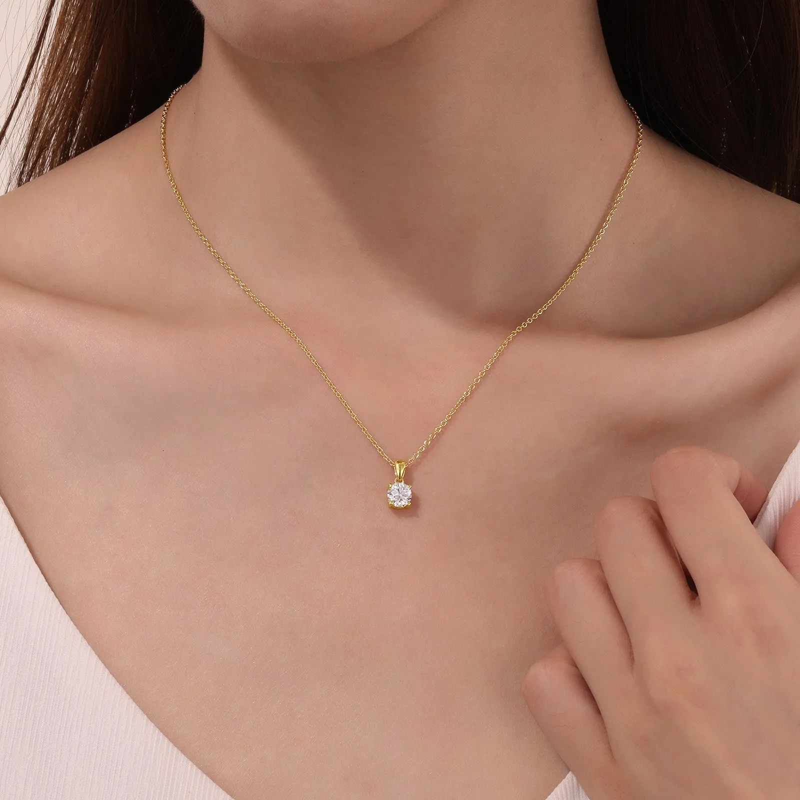 0.85 CTW 4-Prong Solitaire Necklace