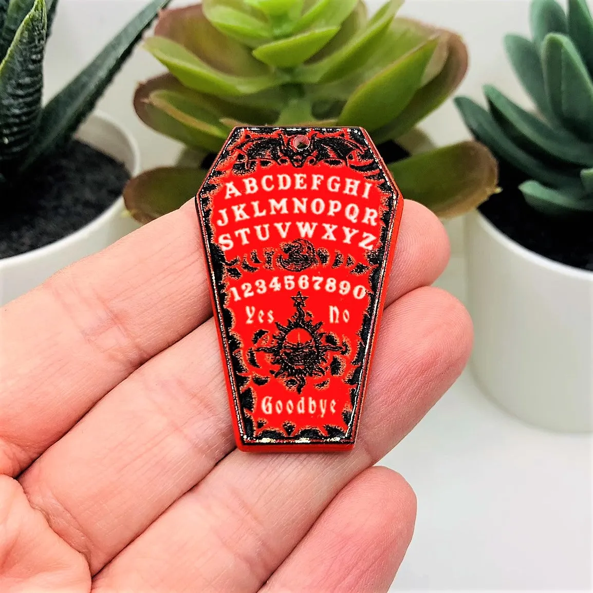 1, 4 or 20 Pieces: Red Ouija Coffin Charms - Double Sided