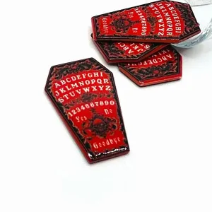 1, 4 or 20 Pieces: Red Ouija Coffin Charms - Double Sided