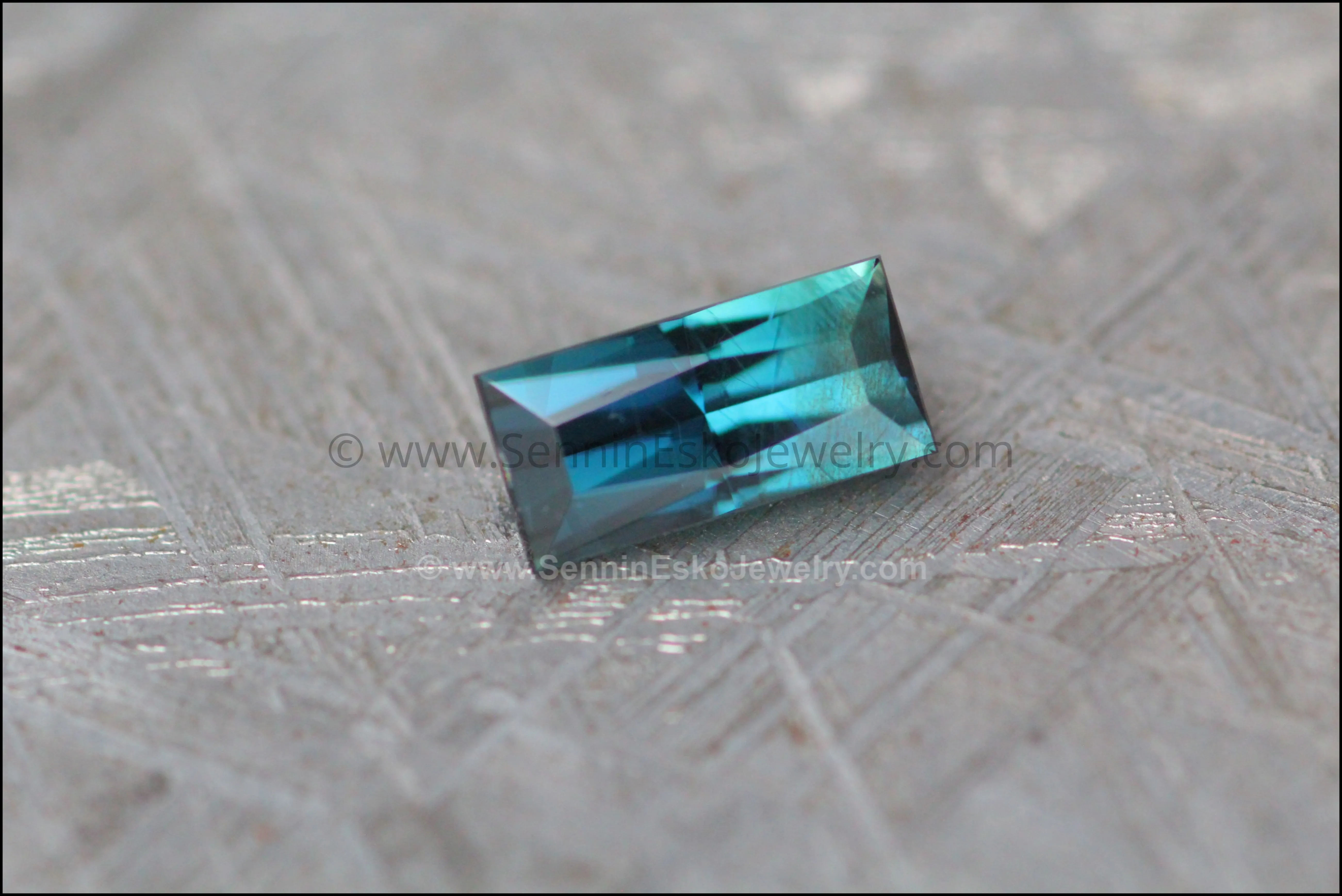 1.1 carat Teal Sapphire Baguette - Precision Cut - 7.9x3.8mm
