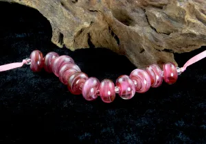 11 Handmade Pink Swirl Beads Set SRA