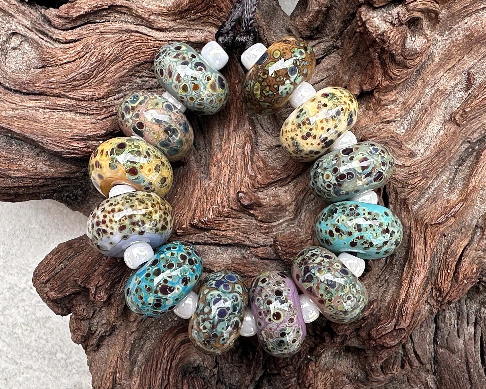 12 Organic Harmony Lampwork Beads Set SRA