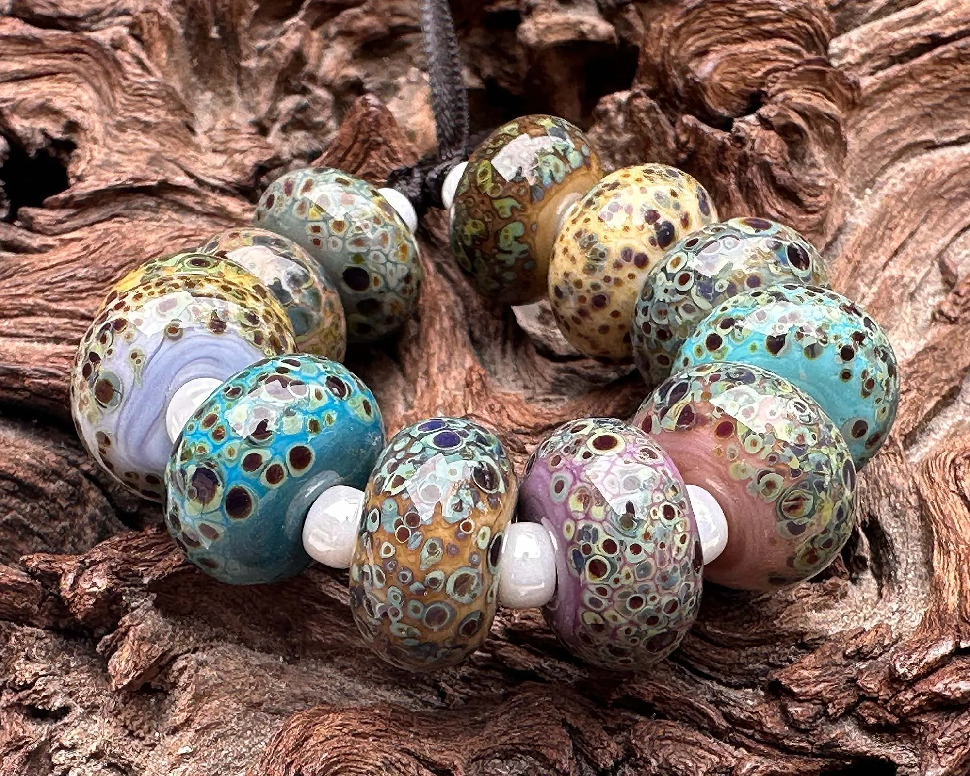 12 Organic Harmony Lampwork Beads Set SRA