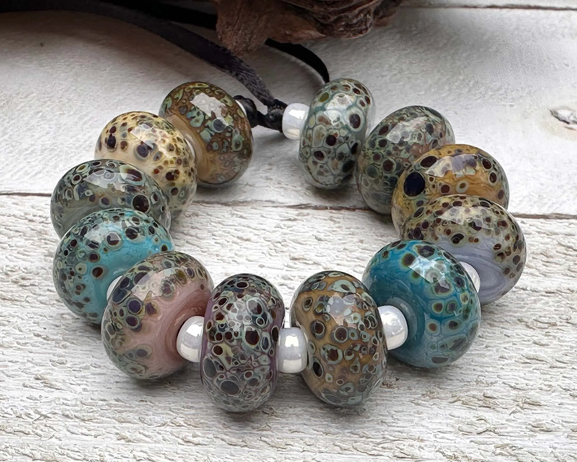 12 Organic Harmony Lampwork Beads Set SRA