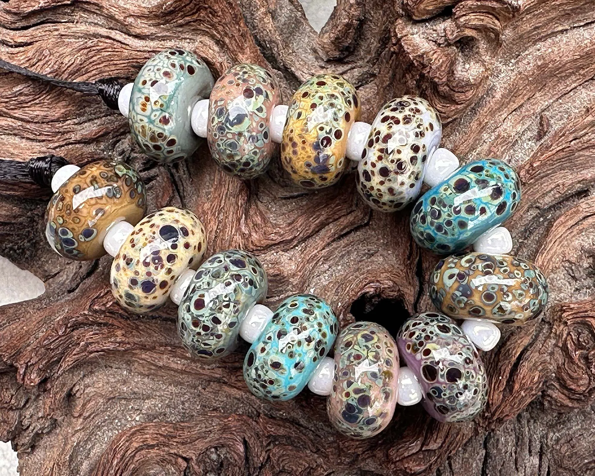 12 Organic Harmony Lampwork Beads Set SRA