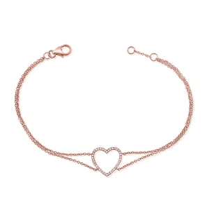 14k Rose Gold Diamond Heart Bracelet