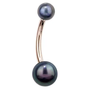 14K Rose Gold Peacock Pearl Belly Ring