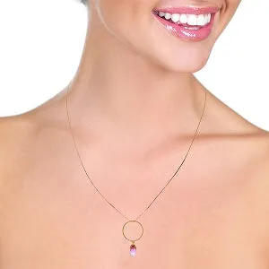 14K Solid Rose Gold Necklace w/ Briolette Pink Topaz