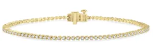 14K Yellow Gold Tri-Prong Round Cut Diamond Bracelet, 1.0 Carat TW