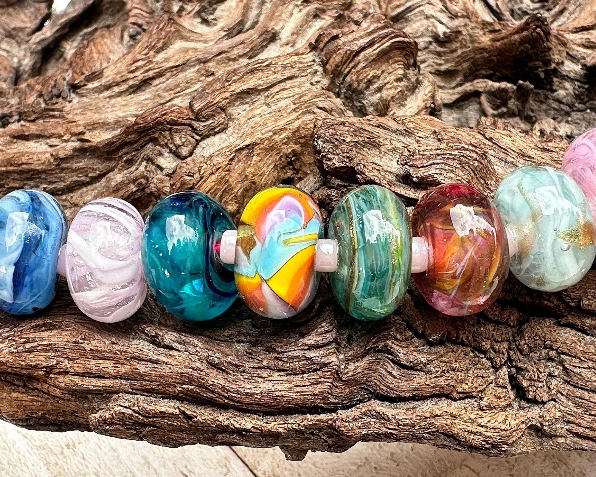 17 Multicolor Gems Lampwork Beads Set SRA