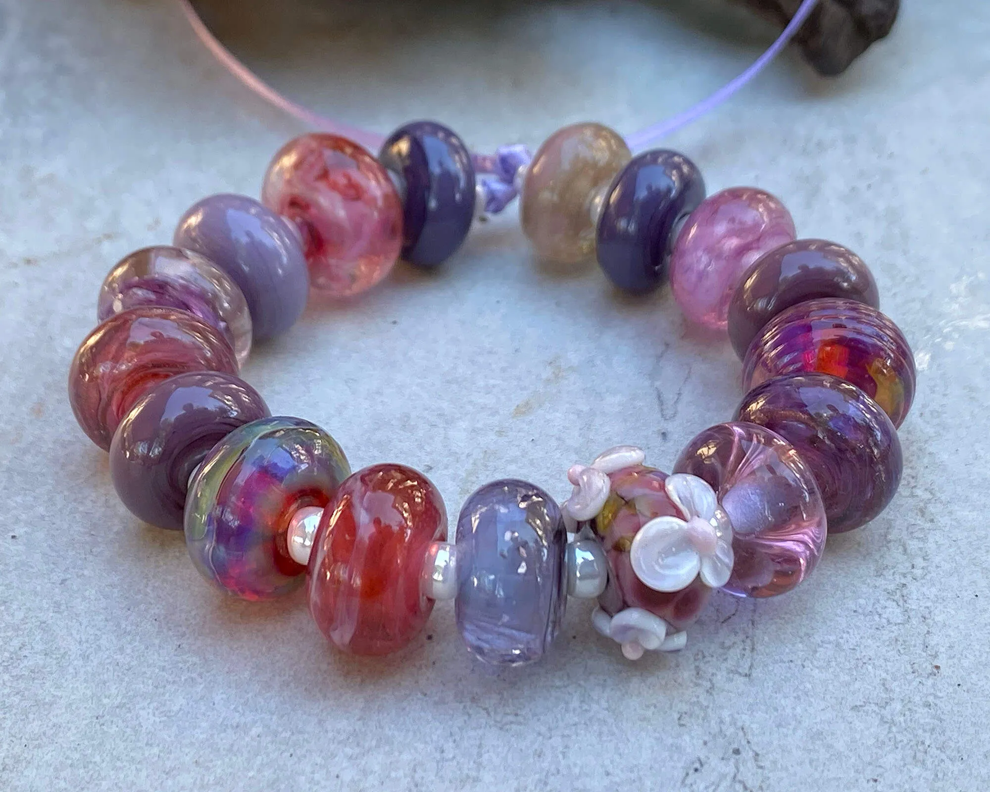 17 Pink Orphan Lampwork Beads Set SRA