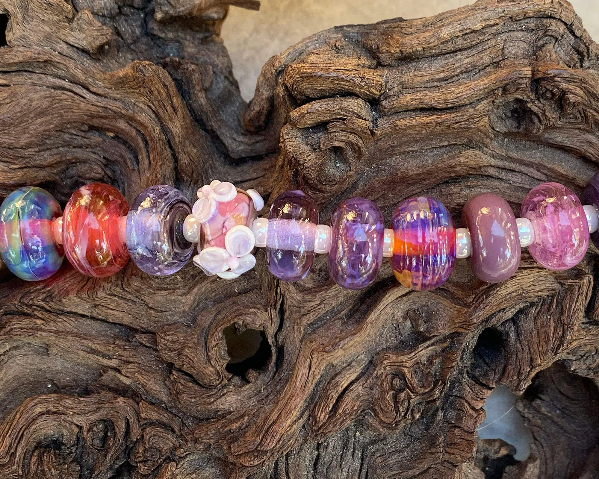 17 Pink Orphan Lampwork Beads Set SRA