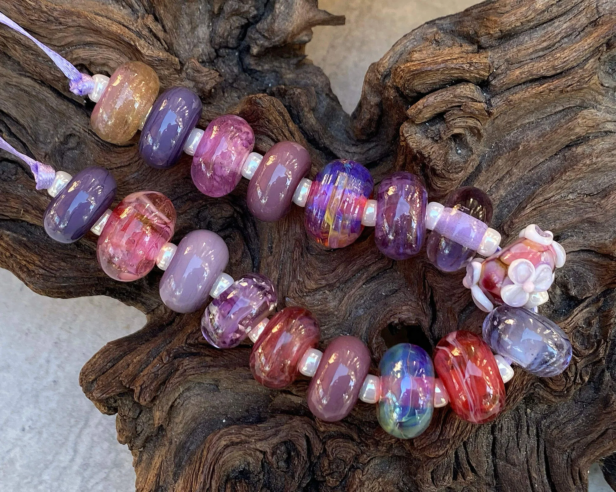 17 Pink Orphan Lampwork Beads Set SRA