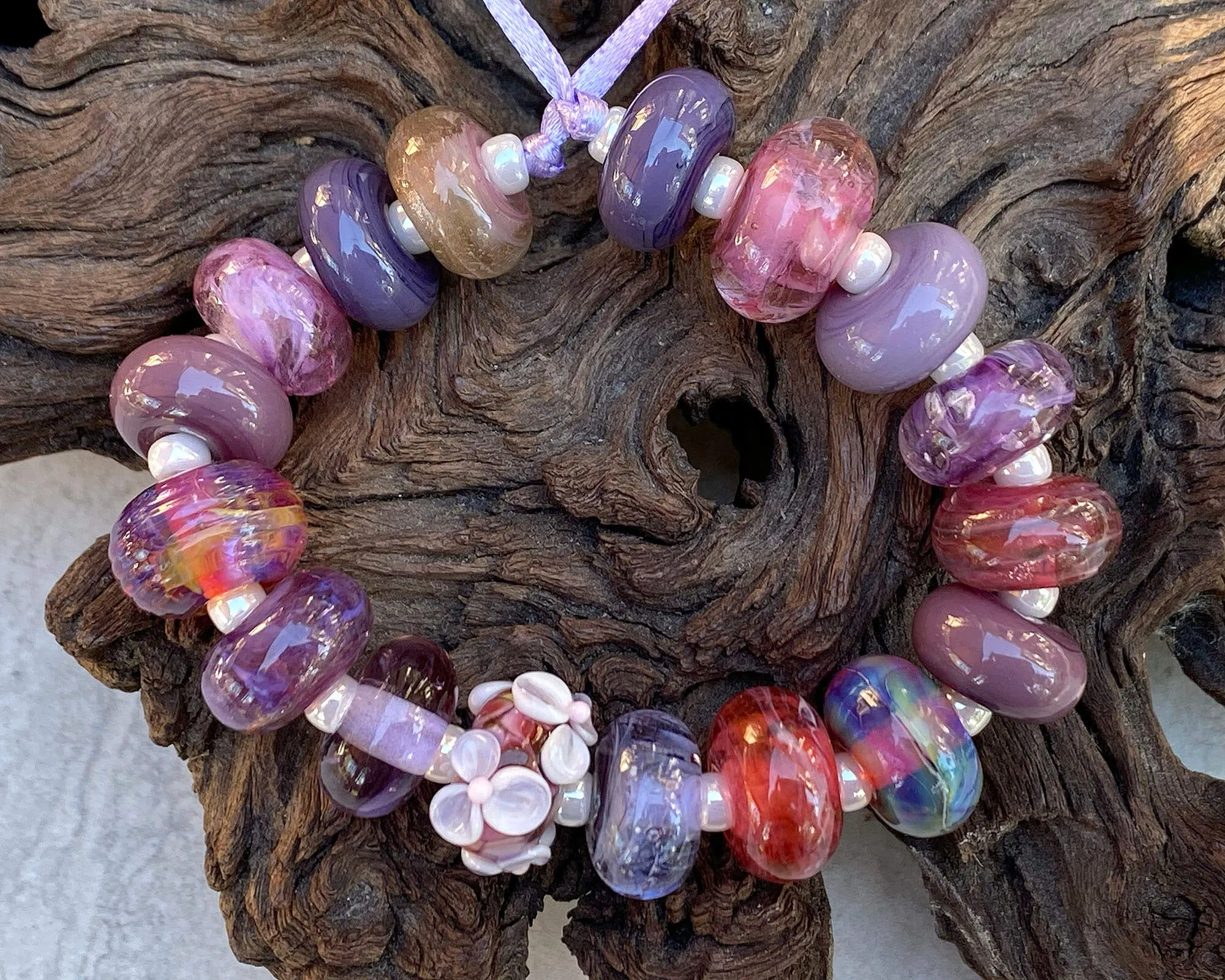 17 Pink Orphan Lampwork Beads Set SRA