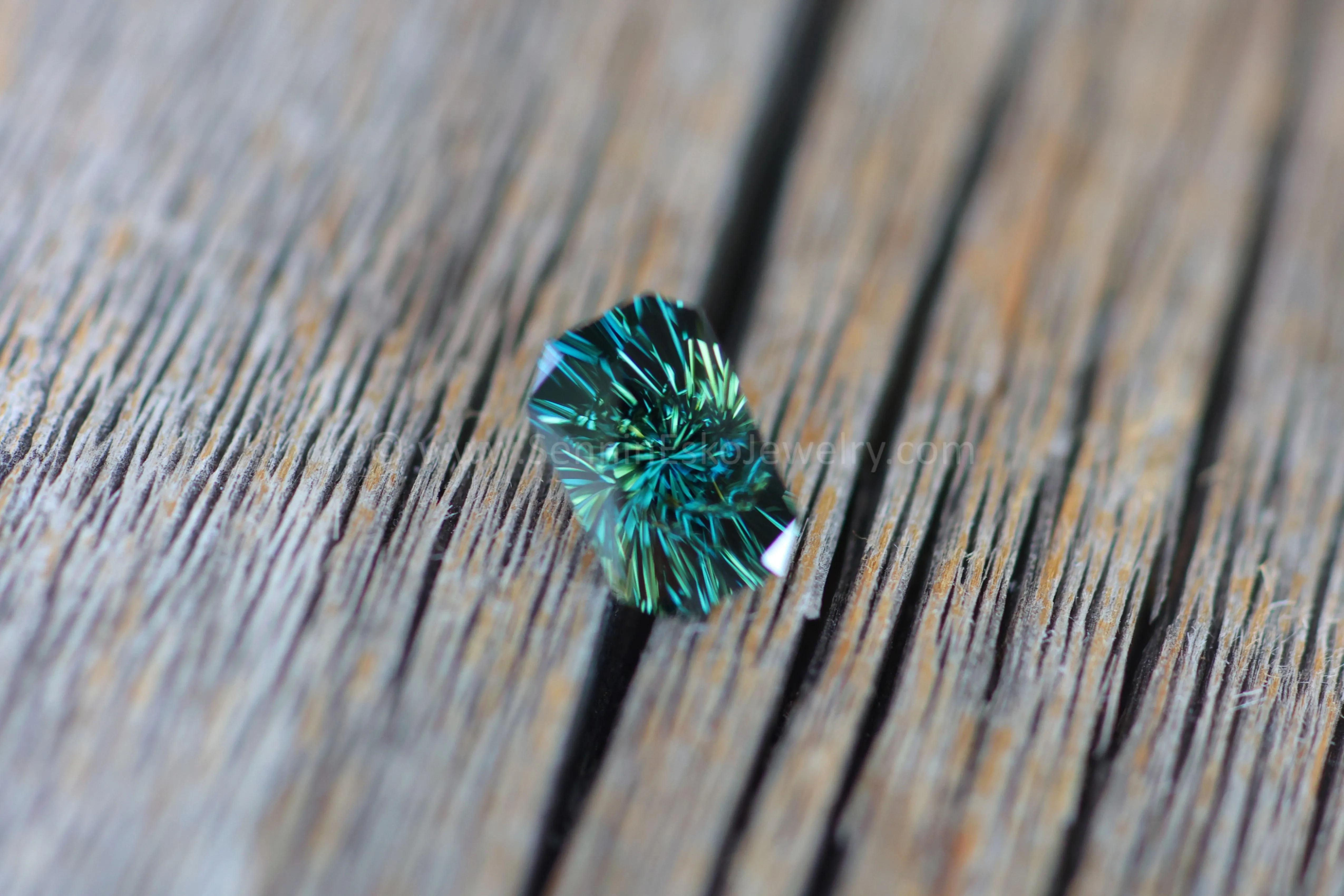 1.8 Carat Deep Blue/Green Sapphire Octagon - 8x5.2mm - Galaxy Cut