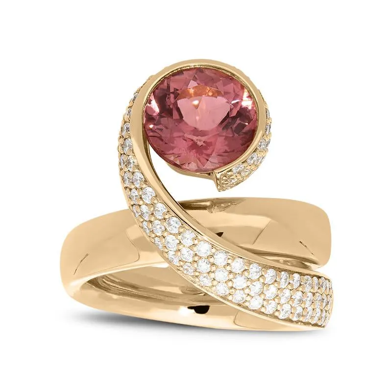 18ct Rose Gold 2.50ct Pink Tourmaline and Diamond Dress Ring D