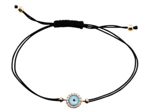 18kt Rose Gold 0.10ctw Diamond Evil Eye Cord Bracelet