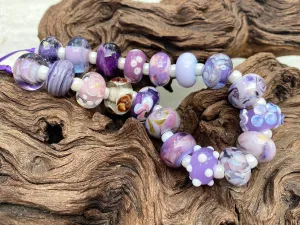 19 Purple Mixed Orphan Lampwork Beads Set SRA