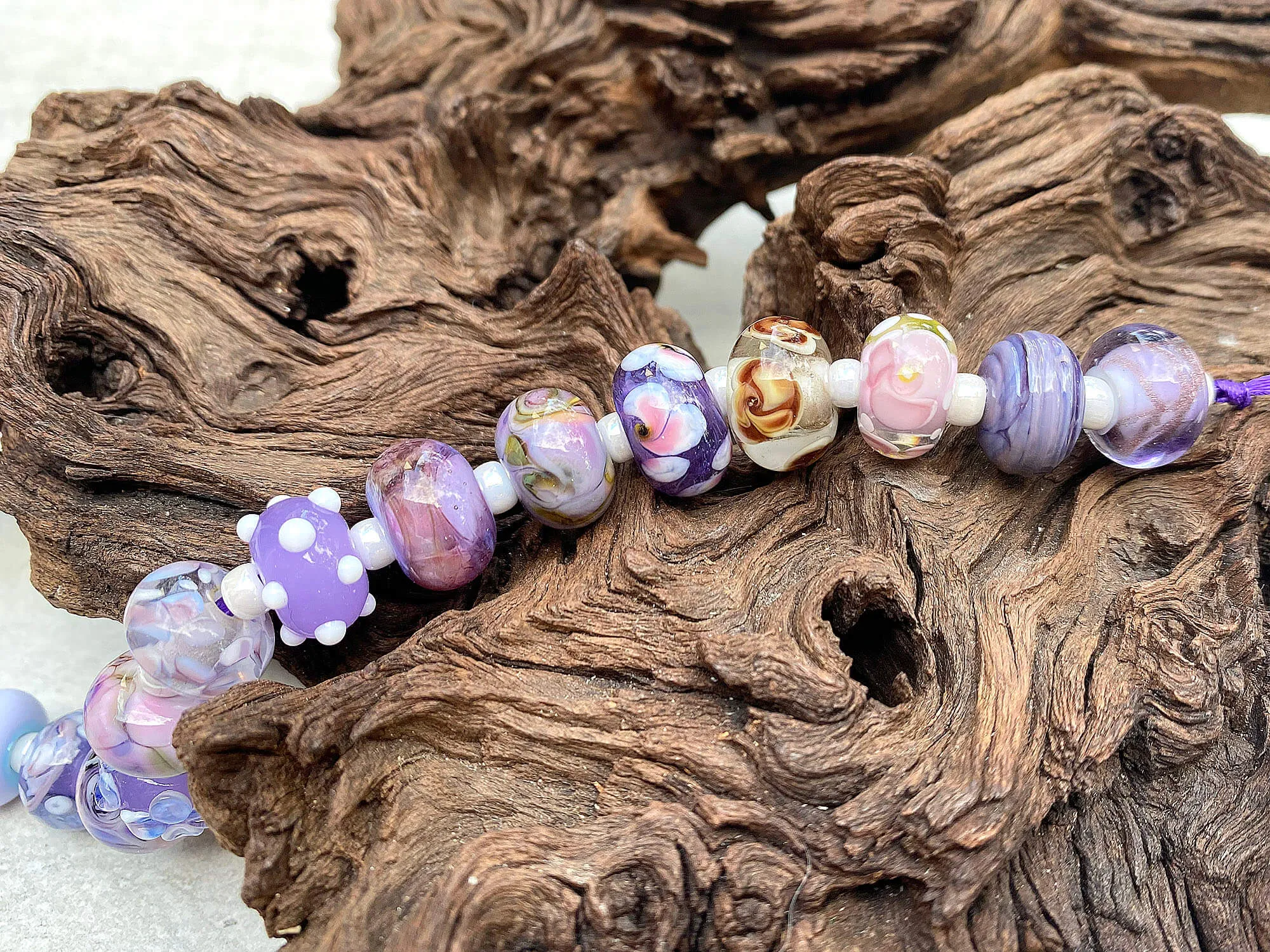19 Purple Mixed Orphan Lampwork Beads Set SRA