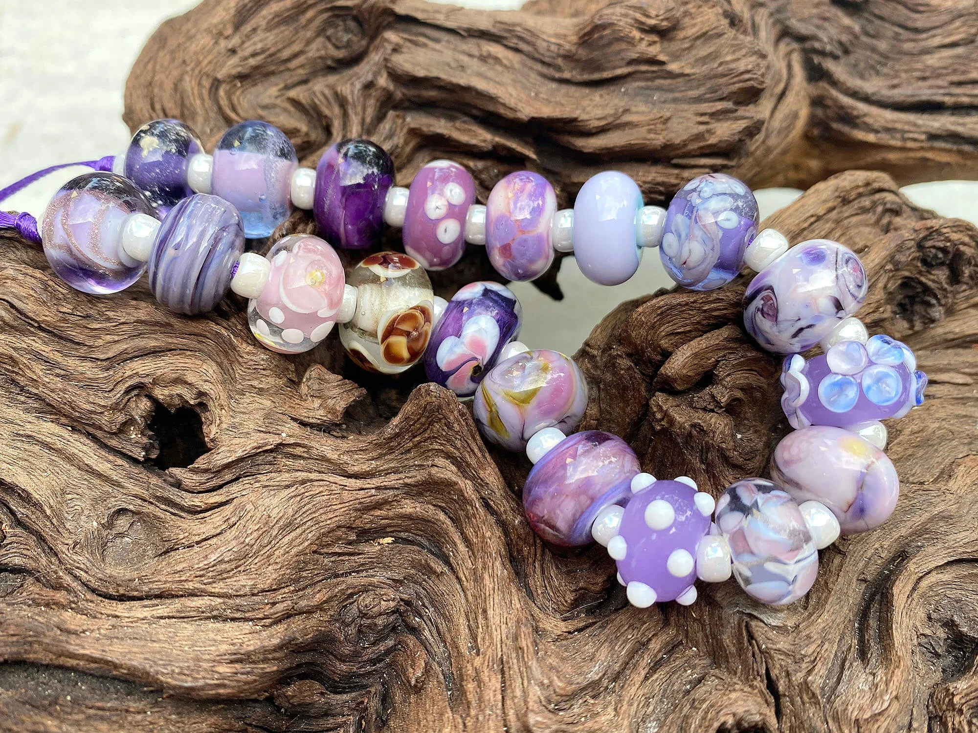 19 Purple Mixed Orphan Lampwork Beads Set SRA