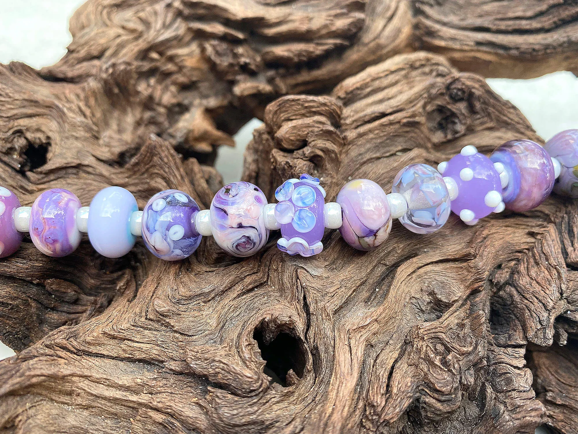 19 Purple Mixed Orphan Lampwork Beads Set SRA