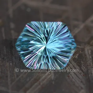 2.58 Carat Light Blue Aquamarine Hexagon- 10.5x8.2mm, Fantasy Glitter Cut