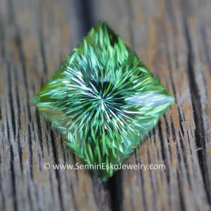 4.9 Carat Flawless Green Tourmaline Quadrilateral - 12.5x11.1mm - Bluish Green - Galaxy Cut