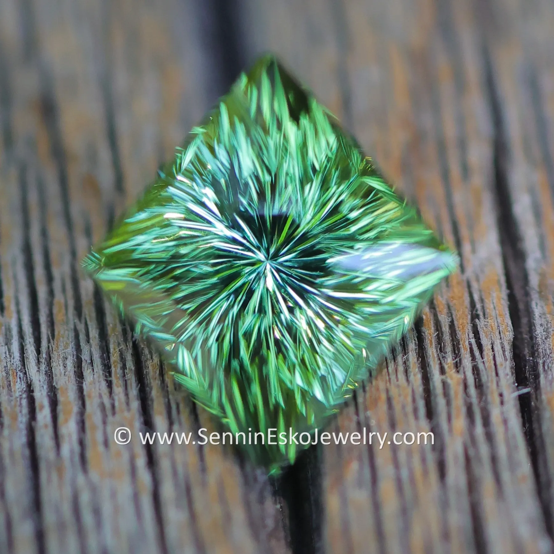 4.9 Carat Flawless Green Tourmaline Quadrilateral - 12.5x11.1mm - Bluish Green - Galaxy Cut