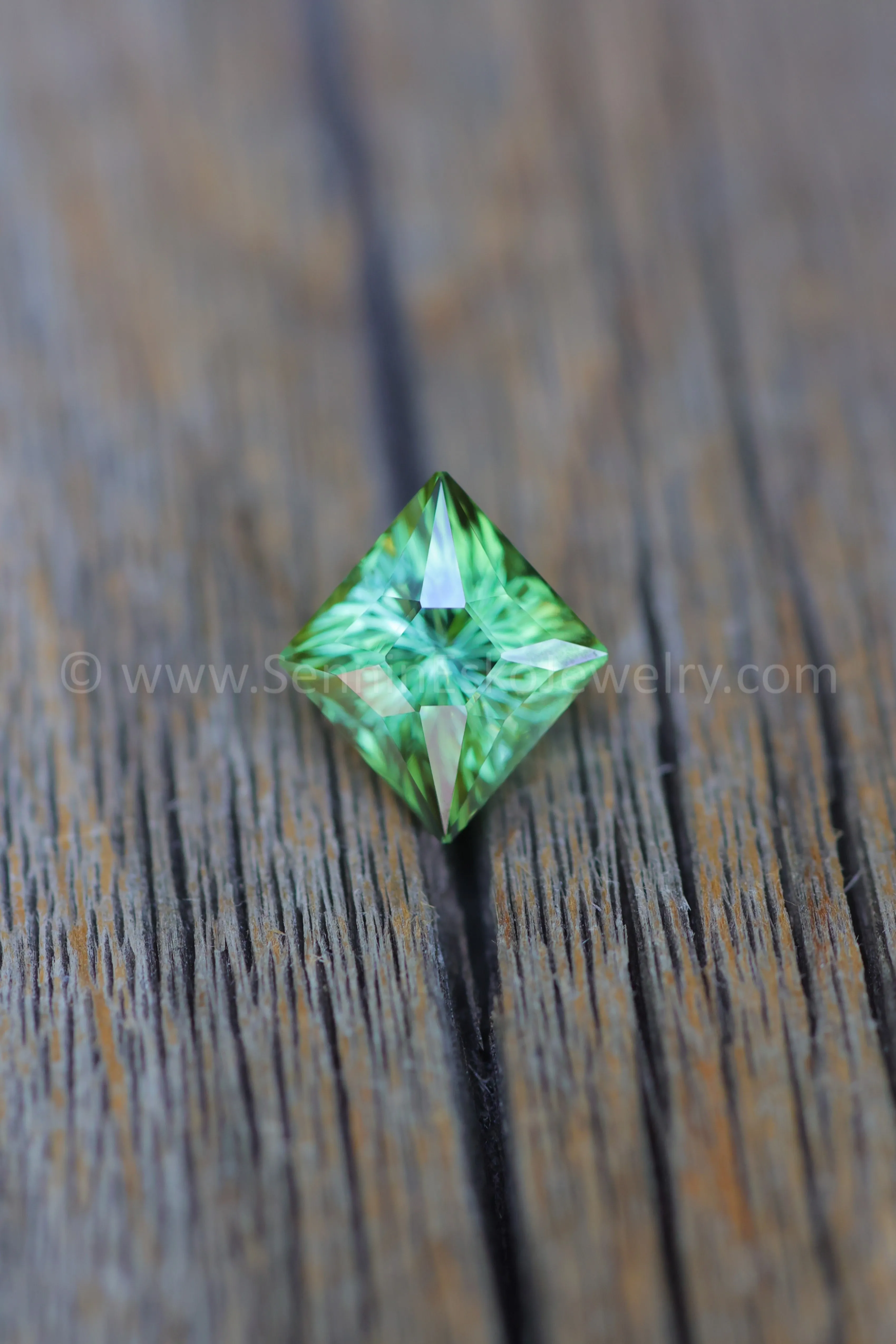 4.9 Carat Flawless Green Tourmaline Quadrilateral - 12.5x11.1mm - Bluish Green - Galaxy Cut