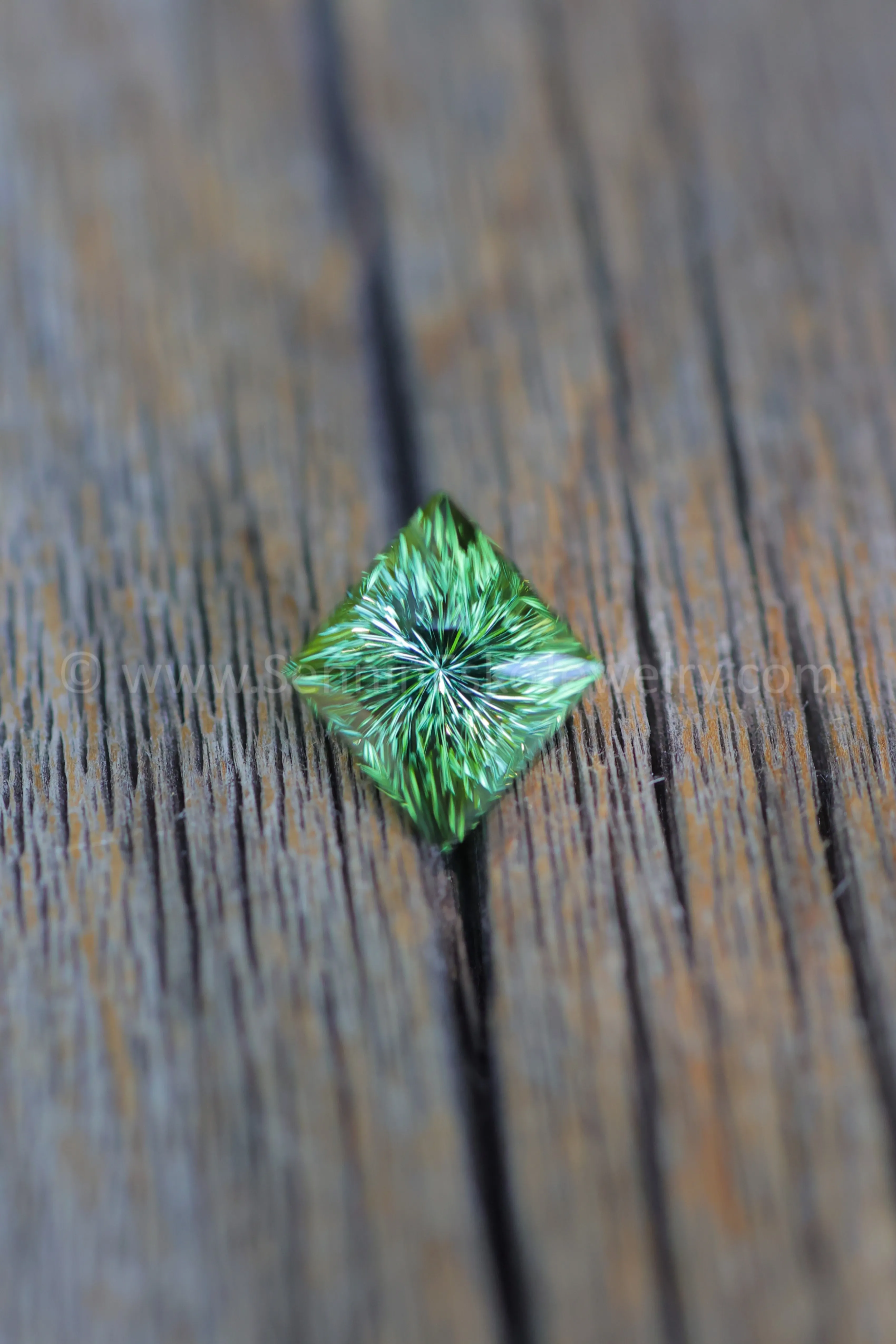 4.9 Carat Flawless Green Tourmaline Quadrilateral - 12.5x11.1mm - Bluish Green - Galaxy Cut