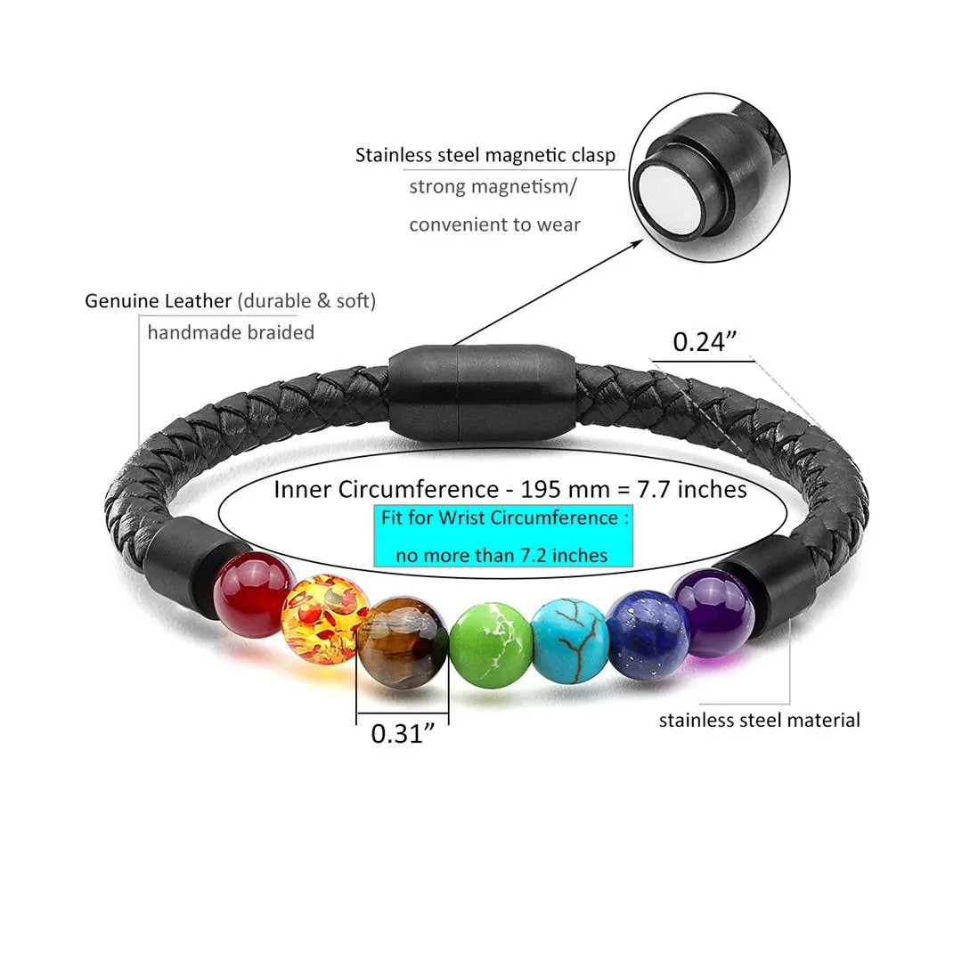 7 Chakra Beads Magnetic Buckle Bracelet | Jovivi
