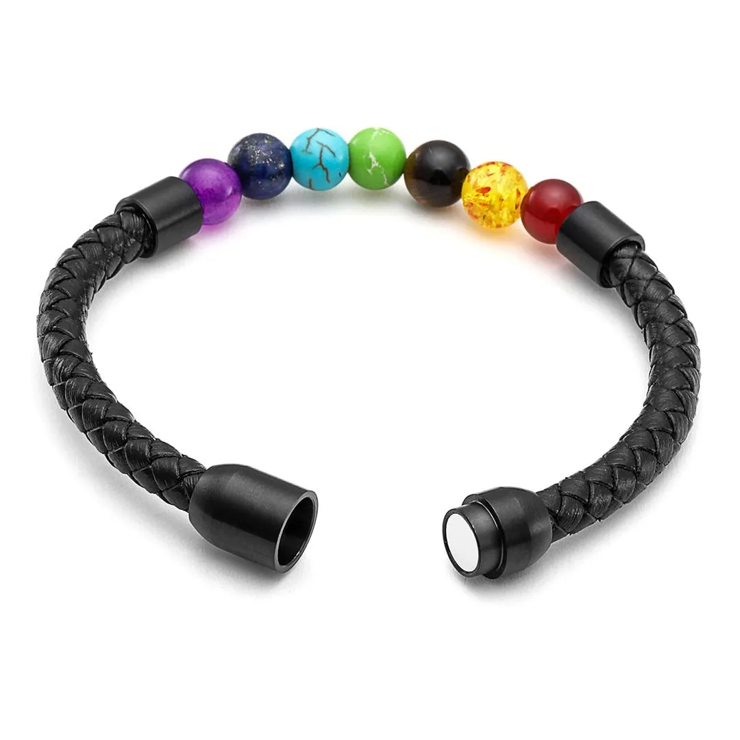 7 Chakra Beads Magnetic Buckle Bracelet | Jovivi