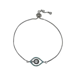 Adger Blue Gem Eye Silver Adjustable Bracelet