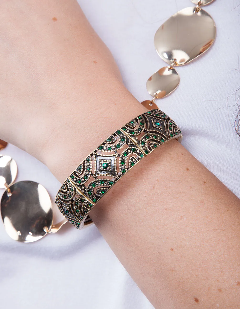 Antique Green Clamp Bracelet
