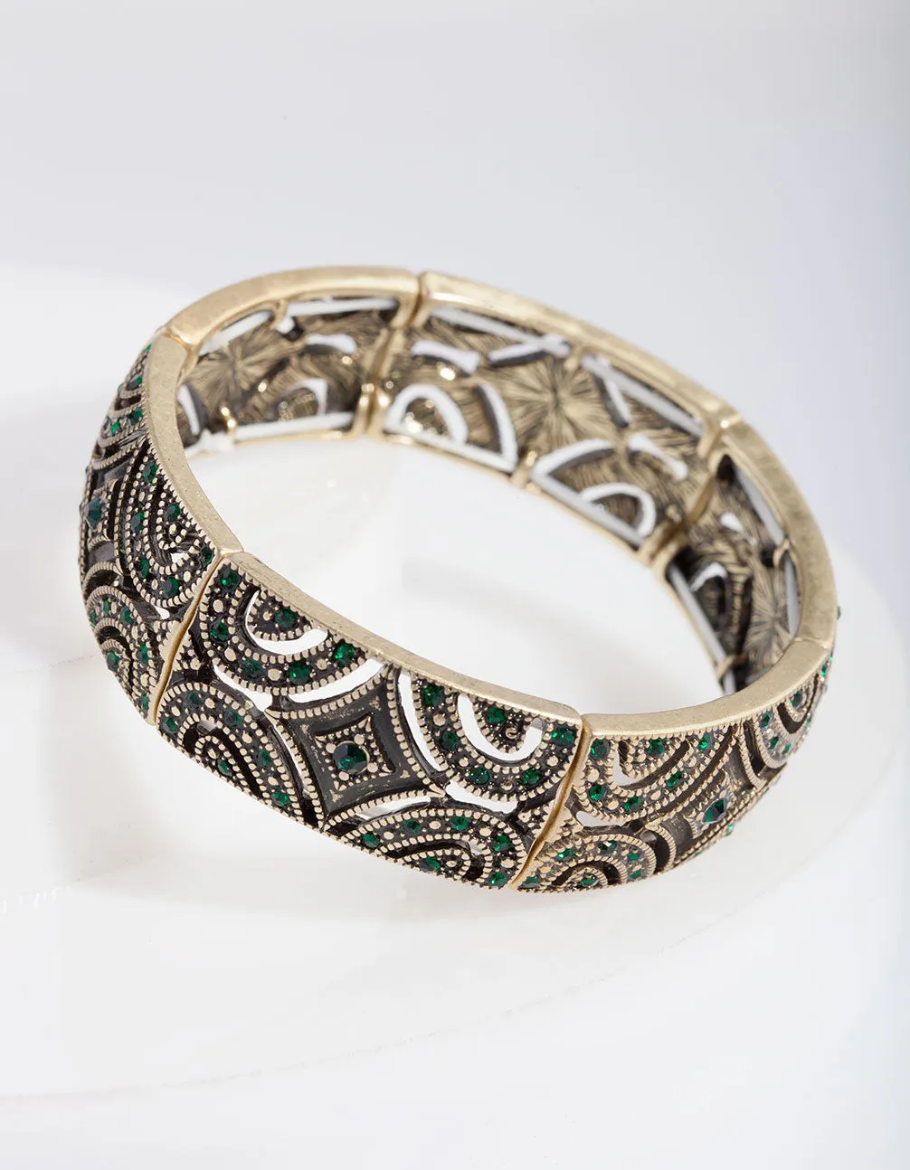 Antique Green Clamp Bracelet