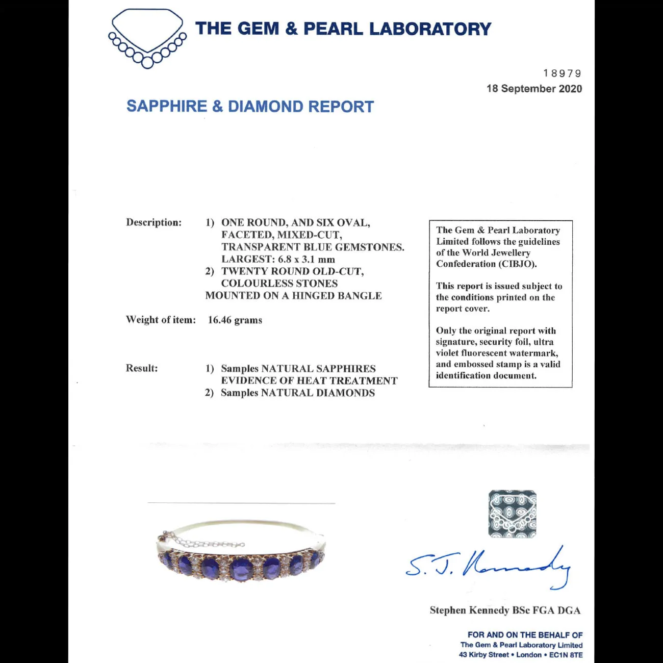 Antique Victorian Sapphire Diamond Bangle 18Ct Gold 5.46Ct Of Natural Sapphire With Cert