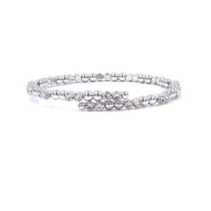Ashley Gold Stainless Steel 2 CZ Alternating Adjustable Ball Wire Design Bangle Bracelet