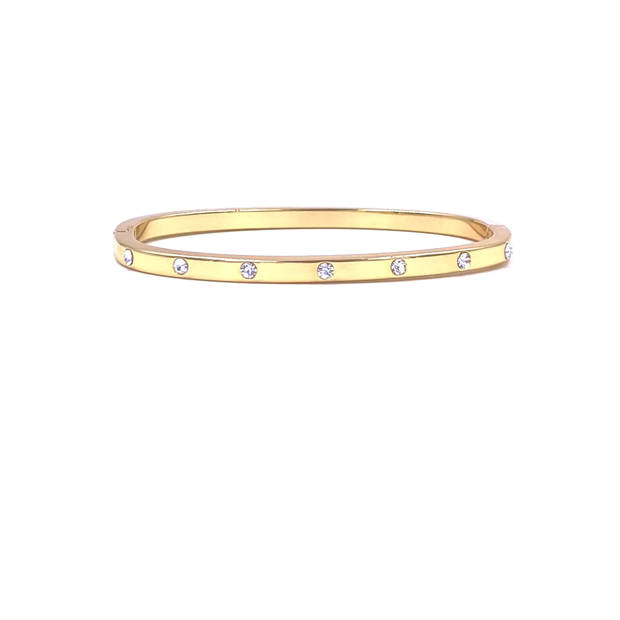 Ashley Gold Stainless Steel CZ Set Design Bangle Bracelet