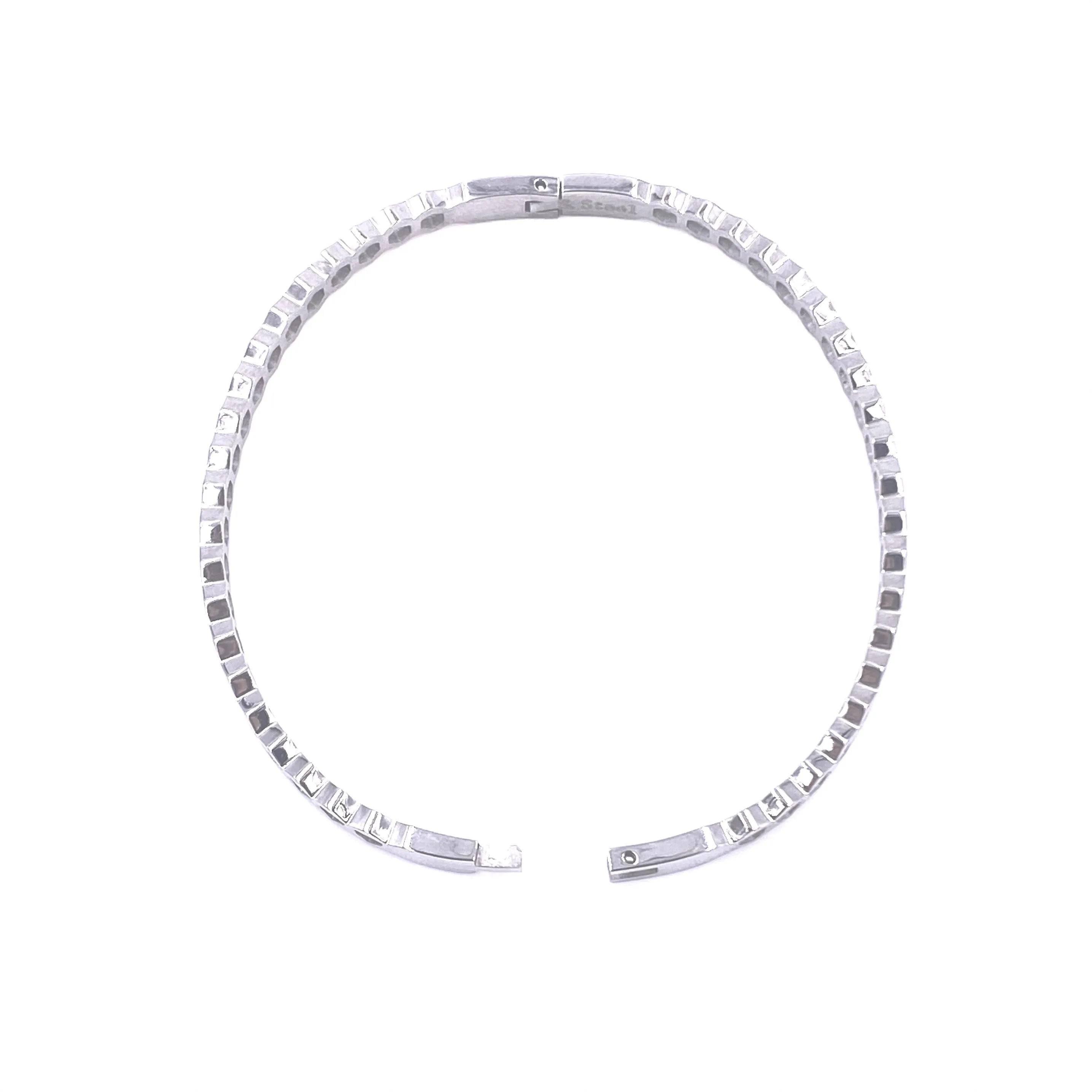 Ashley Gold Stainless Steel Hex Design Bangle Bracelet