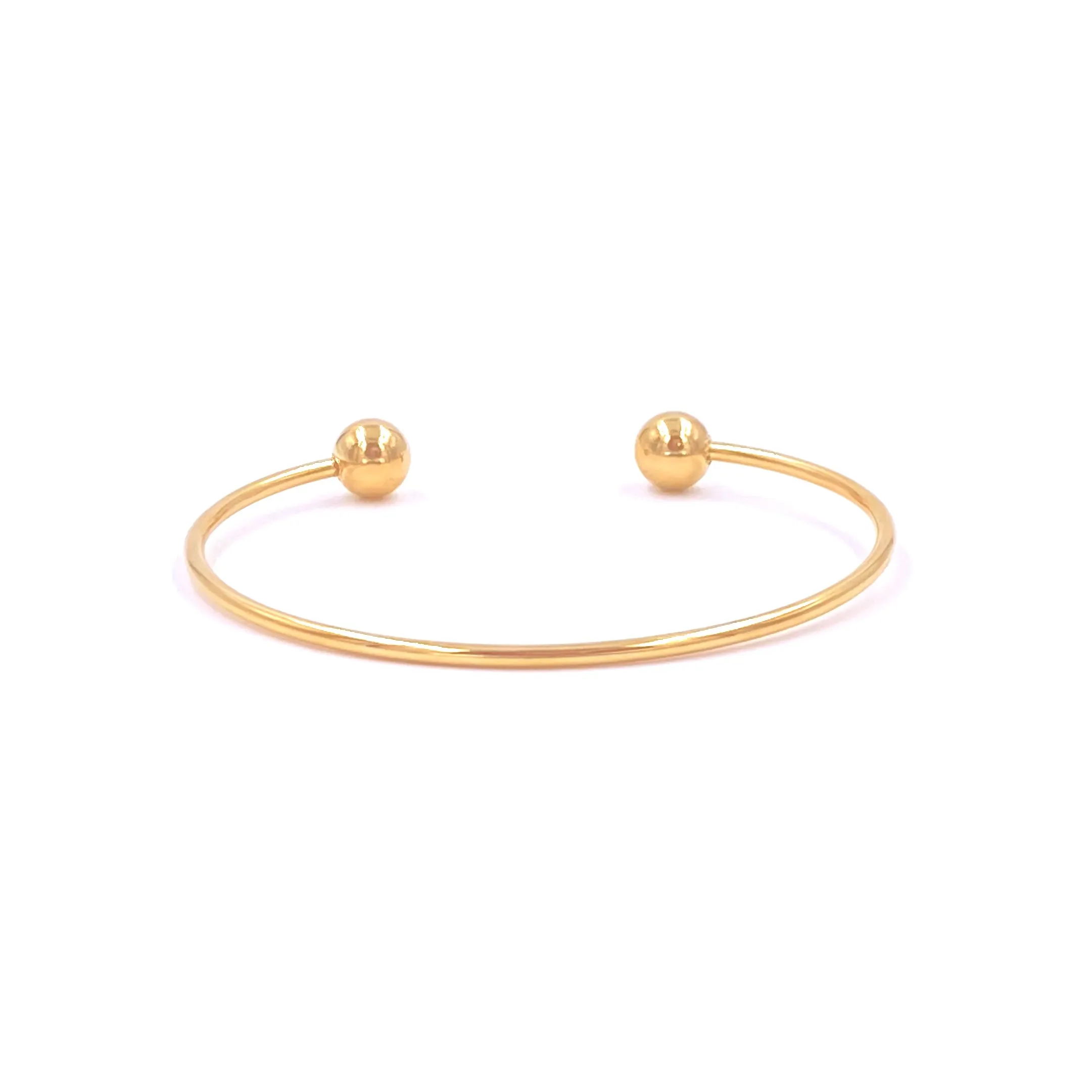 Ashley Gold Stainless Steel Single End Ball Bangle Bracelet
