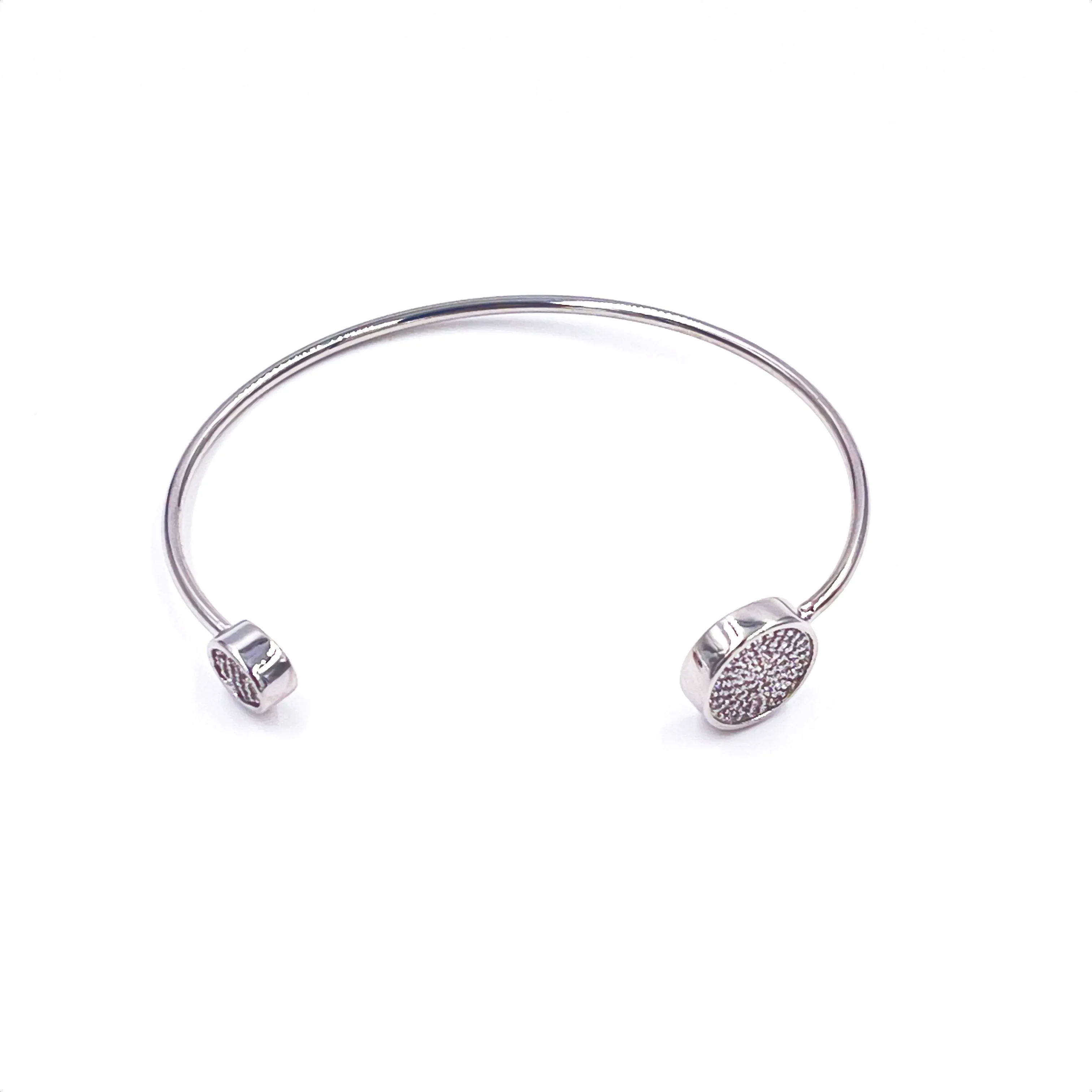 Ashley Gold Stainless Steel Small Large CZ Open Bangle Bracelet