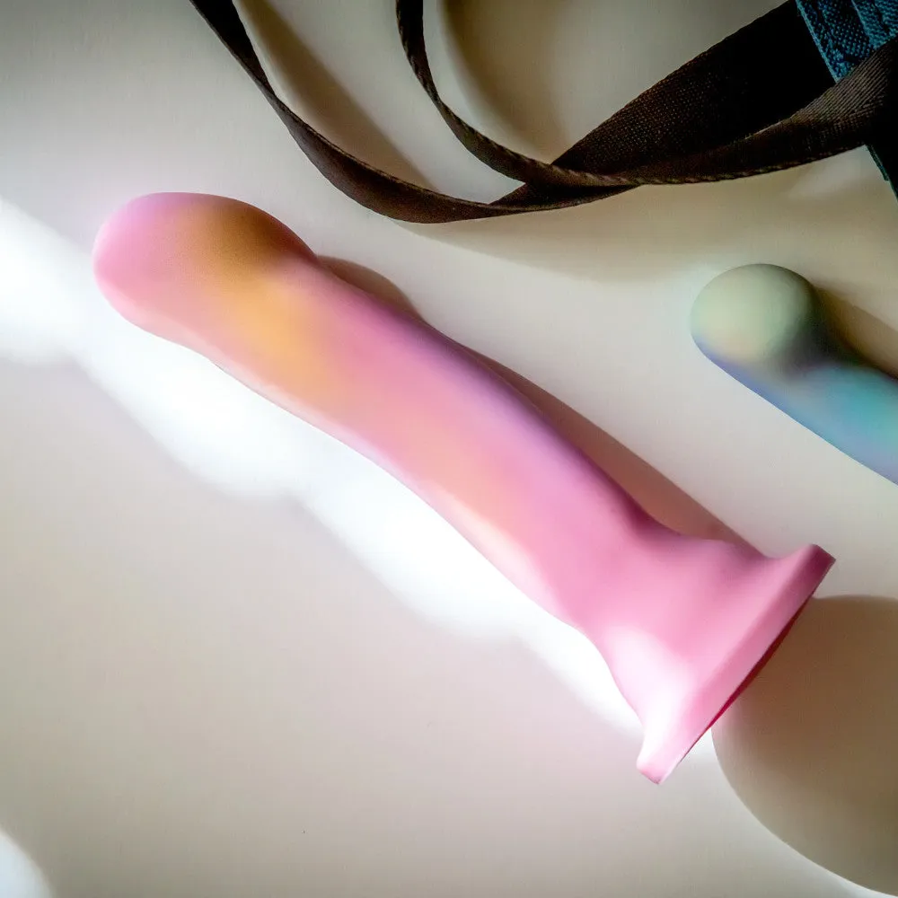 Avant By Blush® | Sun's Out Pink: Artisan 7 Inch Curved P-Spot / G-Spot Dildo with Suction Cup Base - Elegantly Made with Smooth Ultrasilk® Purio™ Silicone