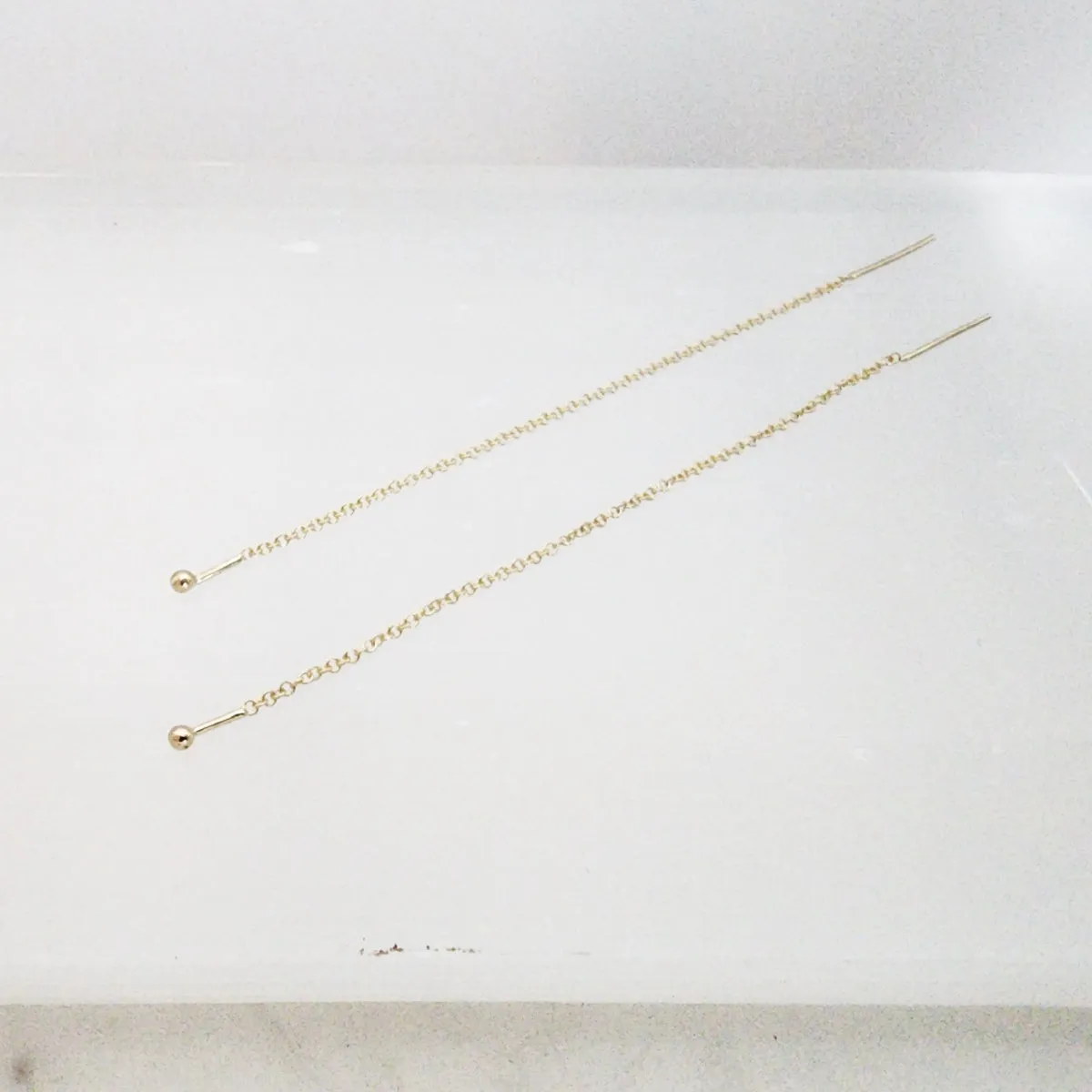 Ball Threader Earrings in 14 Karat Yellow Gold
