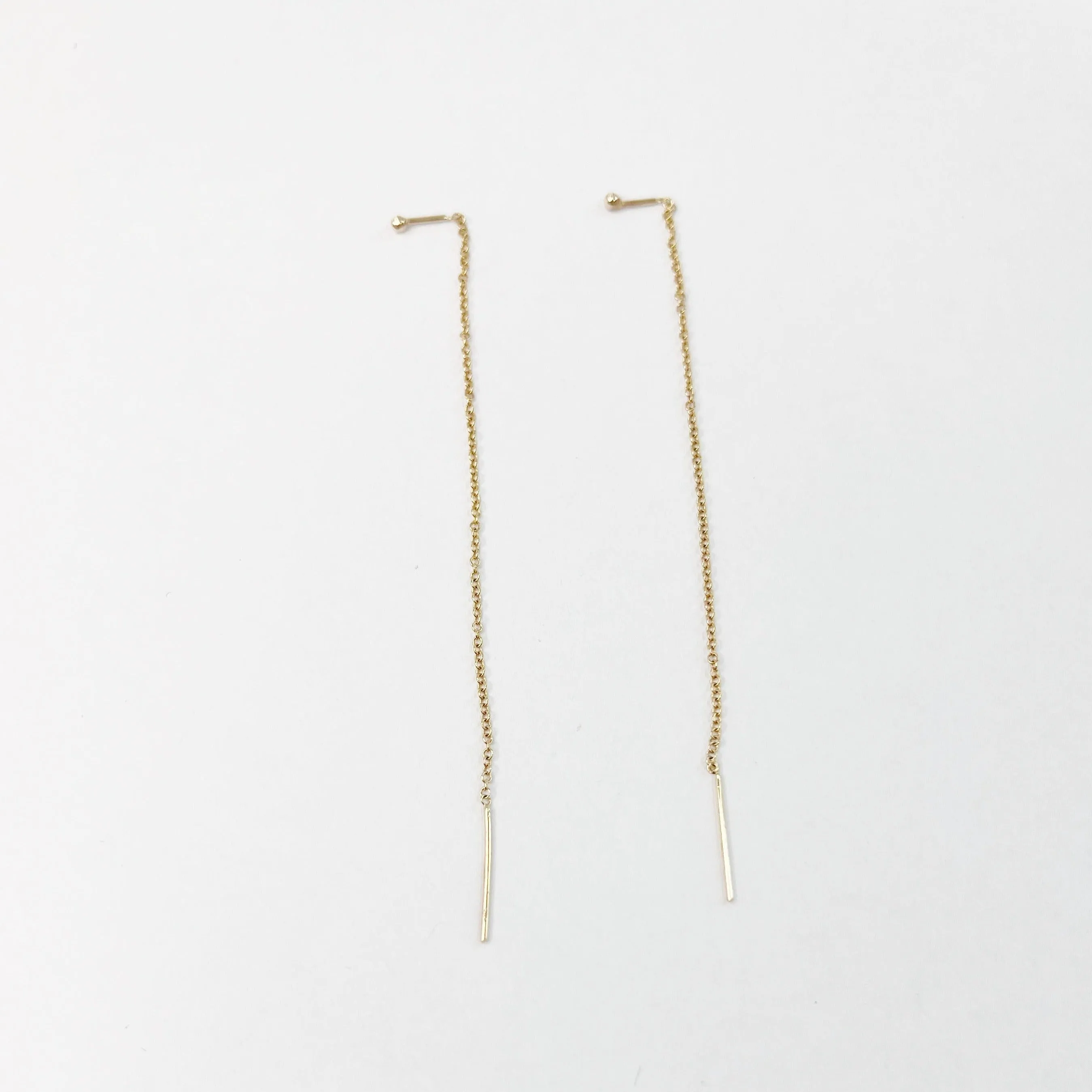 Ball Threader Earrings in 14 Karat Yellow Gold