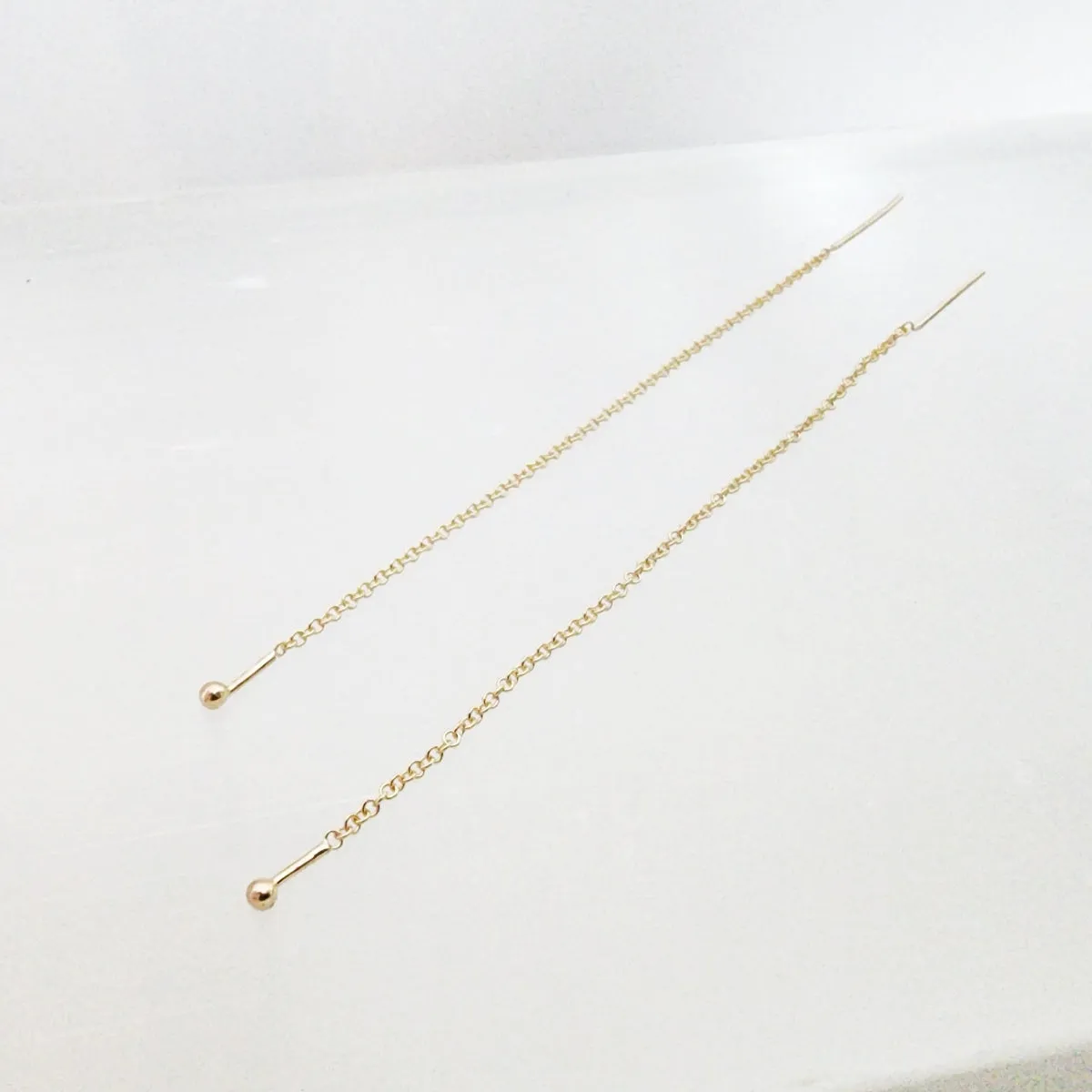 Ball Threader Earrings in 14 Karat Yellow Gold