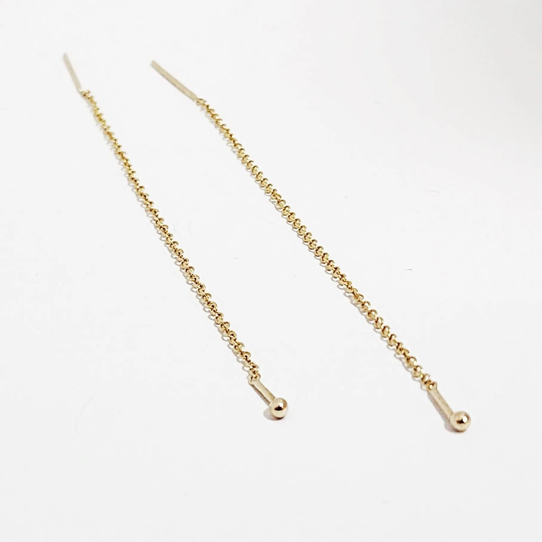 Ball Threader Earrings in 14 Karat Yellow Gold